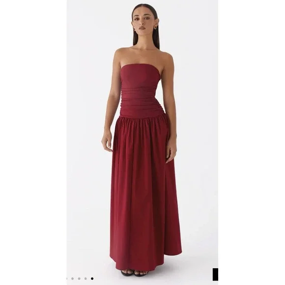 Peppermayo Burgundy Strapless Maxi Dress - Picture 1 of 7